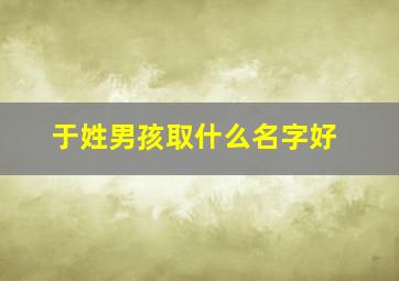 于姓男孩取什么名字好,于姓男孩名字大全20242字