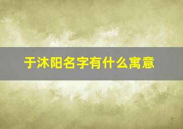 于沐阳名字有什么寓意,于沐含名字