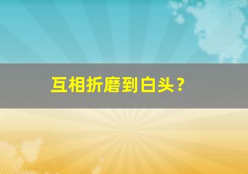 互相折磨到白头？,互相折磨到白头是什么意思