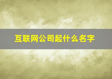 互联网公司起什么名字,新颖的互联网公司名字