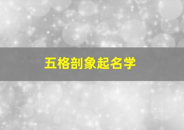 五格剖象起名学,五格剖象法免费测名打分