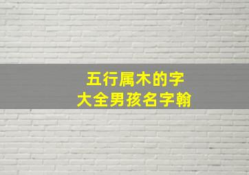 五行属木的字大全男孩名字翰,带木男孩名字好寓意名字带木的男孩名字有哪些