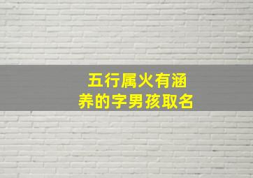 五行属火有涵养的字男孩取名,五行属火有涵养的字