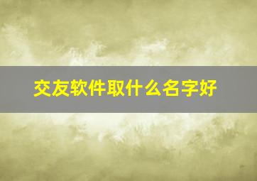 交友软件取什么名字好,交友软件名字大全图片