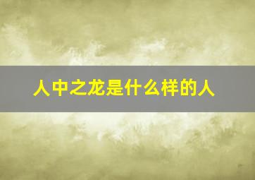 人中之龙是什么样的人,人中之龙是什么意思