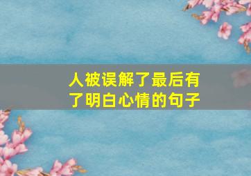 人被误解了最后有了明白心情的句子,被人误解的心情的句子