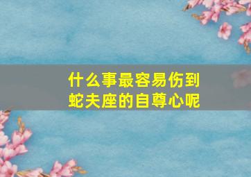 什么事最容易伤到蛇夫座的自尊心呢,蛇夫座配对