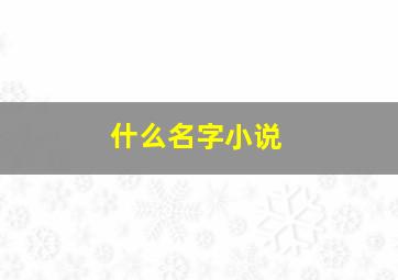 什么名字小说,什么名字小说好看