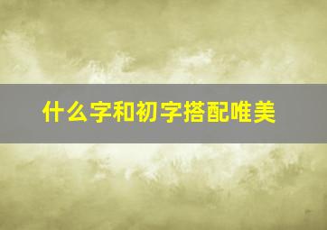 什么字和初字搭配唯美,初字和什么有关