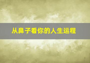 从鼻子看你的人生运程,从鼻子看财富