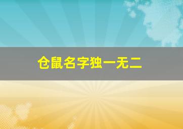 仓鼠名字独一无二,仓鼠名字好听