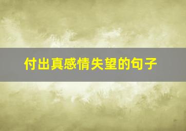 付出真感情失望的句子,付出真感情失望的句子简短