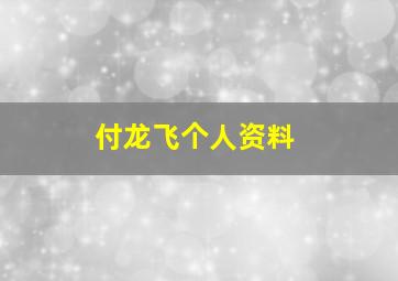 付龙飞个人资料,付龙飞简介