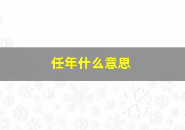 任年什么意思,任年任月任日