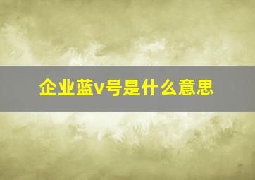 企业蓝v号是什么意思,微信企业号蓝v