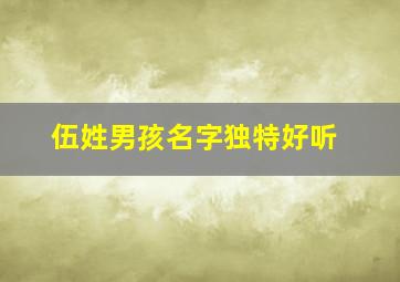 伍姓男孩名字独特好听,伍姓男孩名字有意境