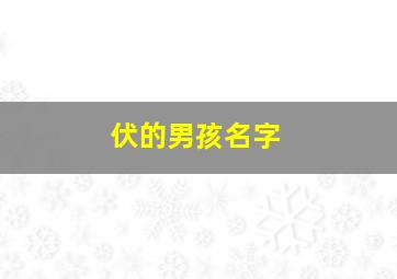 伏的男孩名字