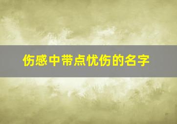 伤感中带点忧伤的名字,忧伤一点的名字