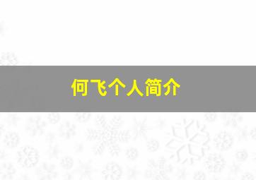 何飞个人简介,何菲简介