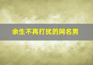 余生不再打扰的网名男,微信男生昵称霸气