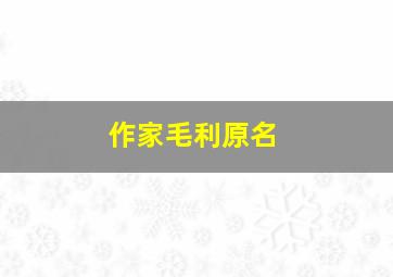 作家毛利原名,女作家毛利的老公是谁