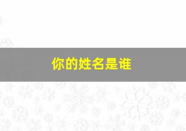 你的姓名是谁,你名字是谁