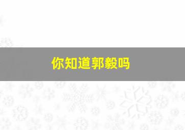 你知道郭毅吗,郭毅浩简历