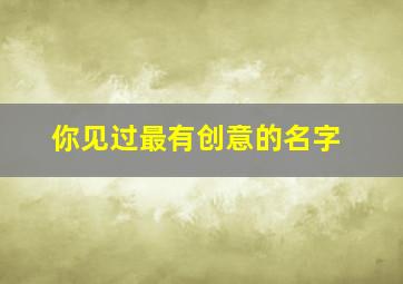 你见过最有创意的名字