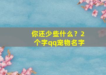 你还少些什么？2个字qq宠物名字