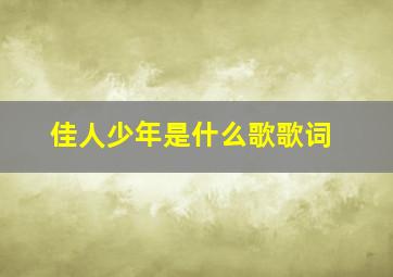 佳人少年是什么歌歌词,魏晨少年游的歌词