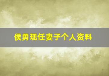 侯勇现任妻子个人资料,侯勇个人资料简介侯勇妻子