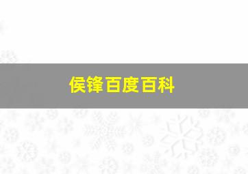 侯锋百度百科,侯锋百度百科简介