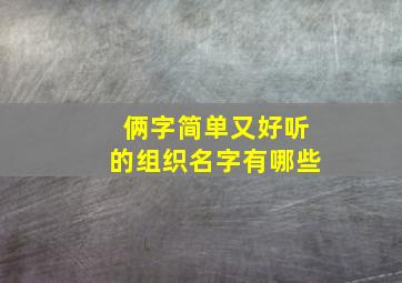 俩字简单又好听的组织名字有哪些,俩字简单又好听的组织名字有哪些呢