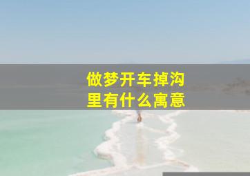 做梦开车掉沟里有什么寓意,梦见开车掉沟里了是什么意思