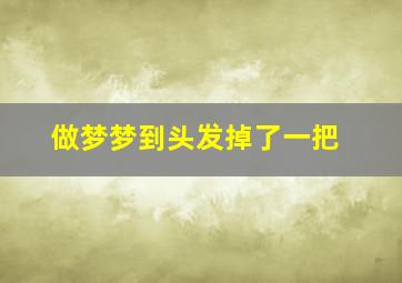 做梦梦到头发掉了一把,梦见头发掉了一把