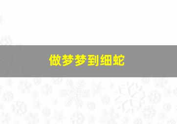 做梦梦到细蛇,做梦梦到细蛇要跑我一直抓