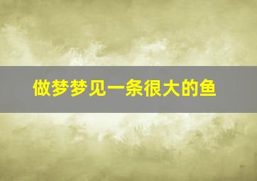 做梦梦见一条很大的鱼,做梦梦见一条很大的鱼从水里跳出来被我带回来