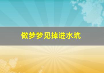 做梦梦见掉进水坑,做梦梦见掉进水坑里有屎 蛆 泥