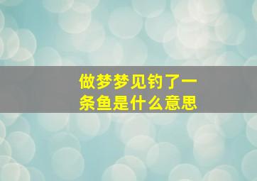 做梦梦见钓了一条鱼是什么意思