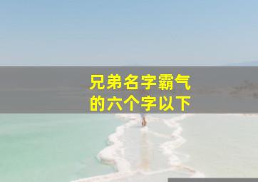 兄弟名字霸气的六个字以下,兄弟名字简单