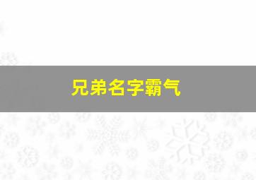 兄弟名字霸气