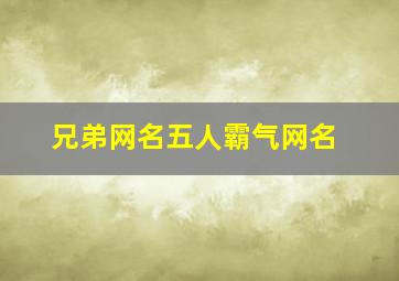 兄弟网名五人霸气网名,兄弟网名五人霸气网名两个字