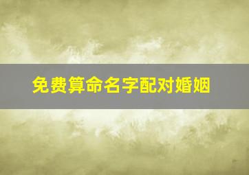 免费算命名字配对婚姻,免费名字算命运和婚姻