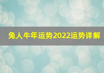 兔人牛年运势2022运势详解,