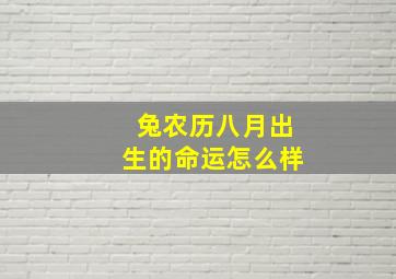 兔农历八月出生的命运怎么样,生肖兔农历八月