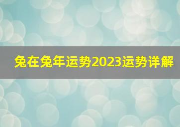 兔在兔年运势2023运势详解,1963年属兔人2023年运势及运程