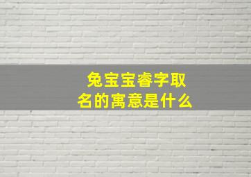 兔宝宝睿字取名的寓意是什么,兔宝宝男孩名字宜用字