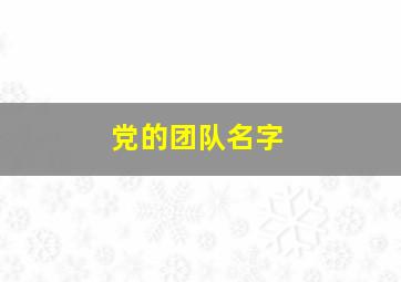 党的团队名字,党的团队名字大全