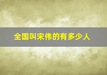 全国叫宋伟的有多少人,宋伟伟是哪里的