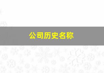 公司历史名称,公司历史名称是什么意思